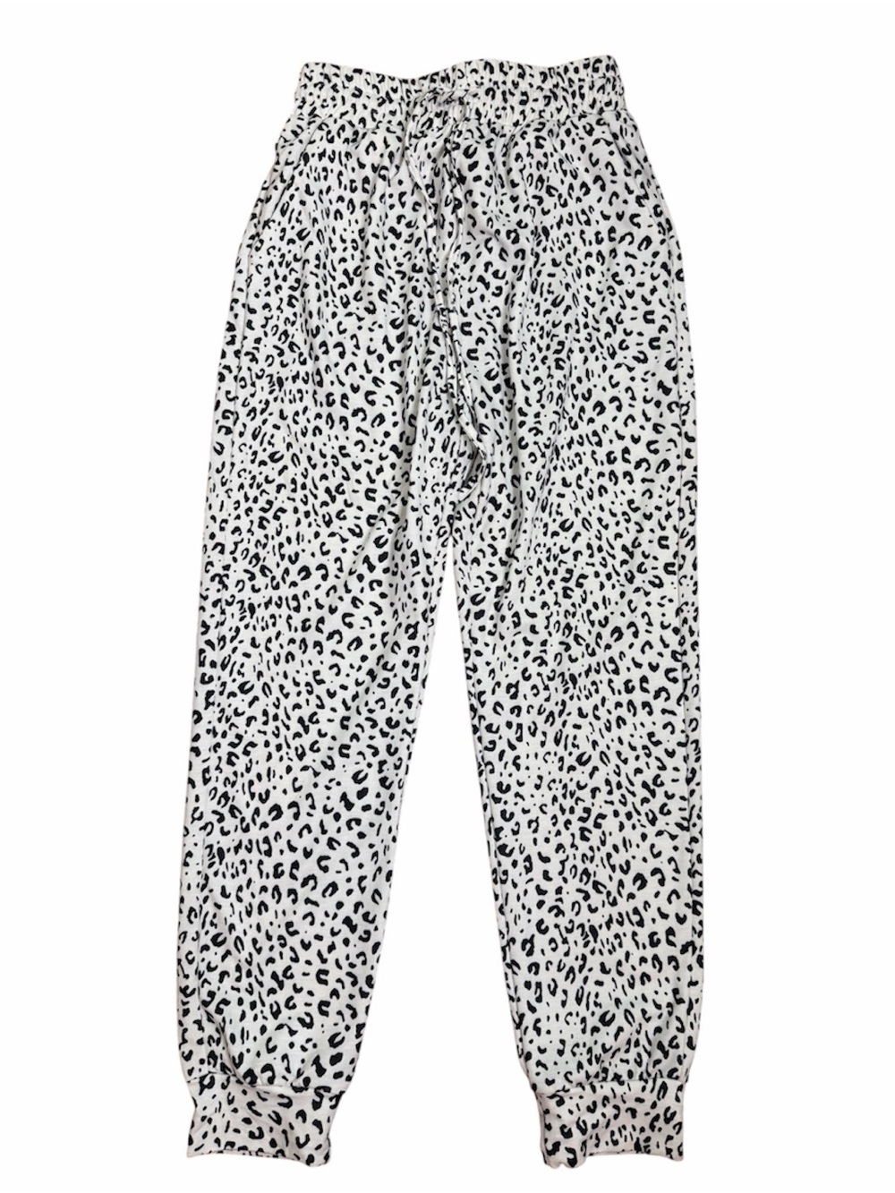 3 for $20 UNBRANDED BOUTIQUE Womens Black White Leopard Print Drawstring Pant S